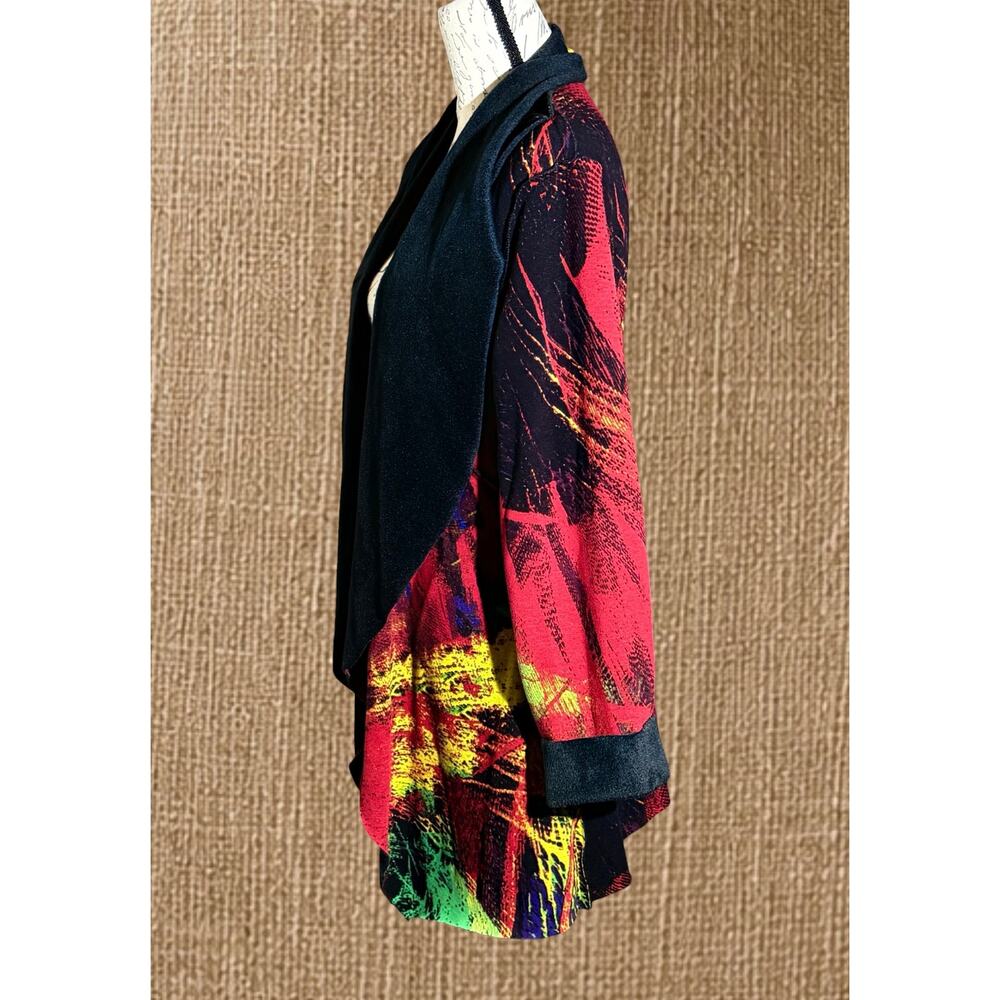 KAKTUS Womens XL NWT Abstract Waterfall Cardigan Art Wear Open Front Pockets - Picture 12 of 12